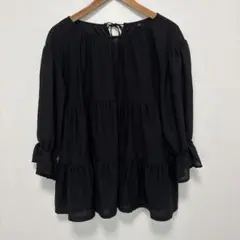 しまむら　ブラックティアードチュニック Lサイズ