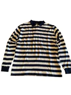 90's00's日本製【BEAMS】Y2Kボーダー長袖ポロシャツカットソー 古着