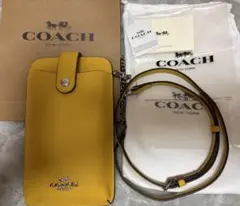 COACH イエロー スマホ ショルダーバッグ