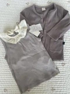 y265−5　テータテート ノースリーブ　トップス　長袖　羽織り　2枚セット