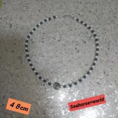 パールビーズ×black&whiteネックレスSeahorse×world