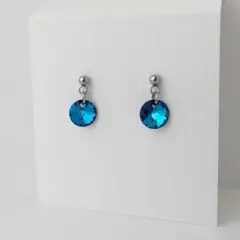 【413】スワロフスキー クリスタルバミューダブルー ピアス ハンドメイド