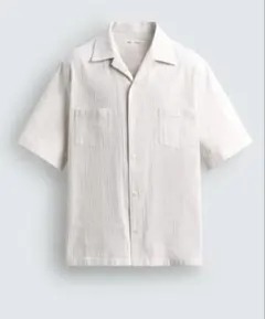 【新品】ZARA リラックスフィット ストライプ柄 ジャガードシャツ Mサイズのサムネイル