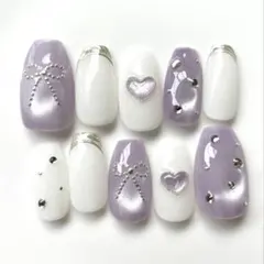 【サイズオーダー】No.263 ネイルチップ　マグネット　リボン　ハート　推し活