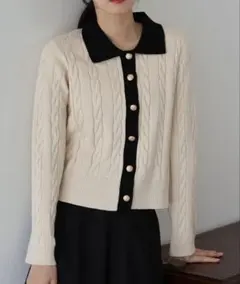 ニットカーディガン 長袖 トップス カーディガン ブルーイースト 白