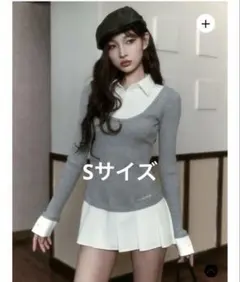 andwang Shirt pleated mini onepiece
