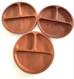 未使用☆木製仕切り付きプレート3枚セット