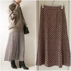 美品　Spick & Span　Deveaux キカプリントフレアスカート　38