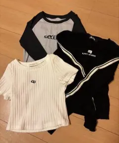 リブ編み ホワイト ブラック Tシャツセット