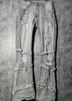 y2k フリンジ フレアデニム パンツ グランジ 　　古着