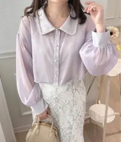 新品！タグ付き！apres jour パールカラーシアーショートシャツ