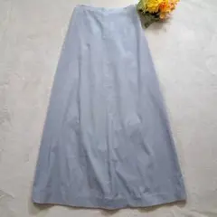 BACCA フレアスカート コーデュロイ くすみブルー ロング丈 マキシ丈