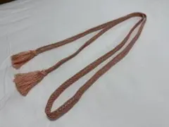 ピンク 編み込み 帯締め 房付き