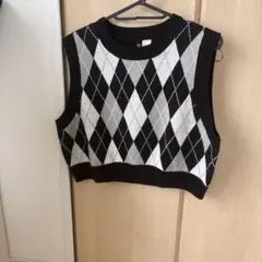 DIVIDED H&M アーガイル柄ニットベスト L