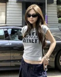 SHEIN ロゴ Tシャツ グレー