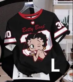 半袖Tシャツ BettyBoop ベティちゃん　L 黒　赤　伸縮　ブラック