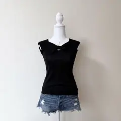 Gabardine K.T タンクトップ　サマーニット　ガーリー　ダークコアのサムネイル