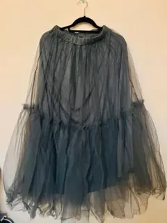 チュールティアードスカート　フリーサイズ　グレー