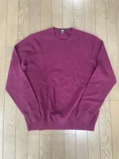 UNIQLO バーガンディ セーター Lサイズ メンズ カシミヤ100%