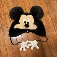 ミッキーマウス ファー帽子 耳付き
