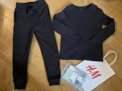 H&M ロンT ウエストゴム ジョガーパンツ 上下 2点セット 黒 ブラック