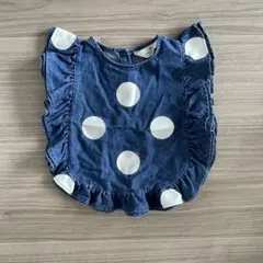 H&M デニム水玉フリルトップス