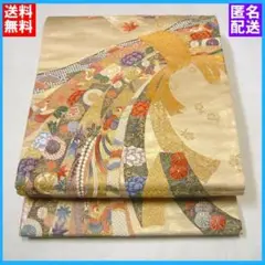 ★正絹 袋帯 金糸 飾り布束熨斗文様 六通★匿名配送★