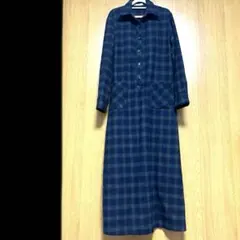 シャツワンピース　ロング　チェック柄　長袖　冬　旅行