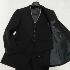XL相当 バーバリープレステージ 最高ライン金タグ 3ピース セットアップ 黒
