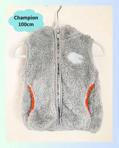 Champion フリースベスト 100cm グレー/オレンジ/カラフル