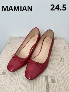 MAMIAN ヒールバレエパンプス エナメル24.5 日本製