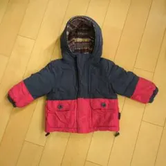 LAGOM フード付き中綿コート ネイビー/赤　リバーシブル　S95〜100cm