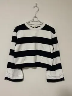H&M ストライプ クロップド丈 Tシャツ S