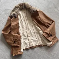 mjuka【S-M相当】ラムレザー ダブルボタン リアルファー／レザージャケット