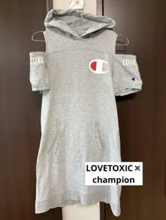 LOVETOXIC✖️Champion フード付き 半袖ワンピース グレー