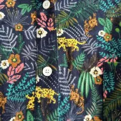 【未使用】sandy◆ワンピース 動物&植物柄 羽織りロングシャツ 綿 麻◆Ｆ