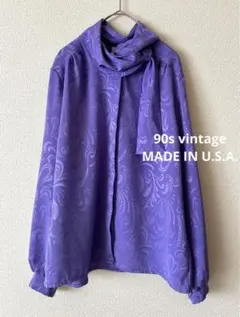 【希少】USA製　タイブラウス　ペイズリー　パフスリーブ　ヴィンテージ