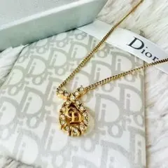 ✨極美品✨DIOR　ディオール　ネックレス　リボン　ティアドロップ　ゴールド