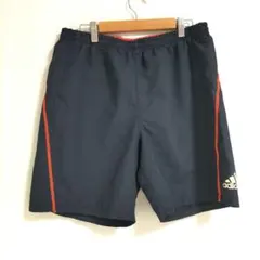 〈アディダス〉ハーフパンツ　オレンジライン　紺　メンズ　М