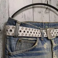 白 ブリンブリンベルト ギラギラ ウエスタンベルト ブラック アメカジ Z1