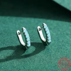 18K シルバー ターコイズ フープ ピアス レディース アレルギー対応 