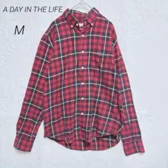 【ユナイテッドアローズ 】赤チェックBD シャツ長袖 M 綿100%