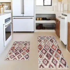 マット 2枚セット C オルテガ 北欧 キッチン 台所 玄関 バス 滑り止め