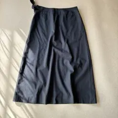 スピックアンドスパン 巻きスカート風 ミモレ丈 コットン 日本製 38 ネイビー