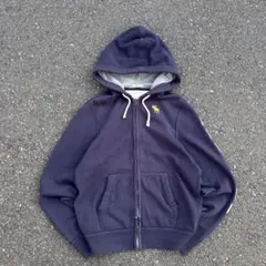 ほ*や様 00s y2k アバクロ 袖ロゴ フェード 短丈 ジップパーカー シテ