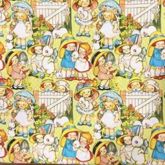 トマトガールとうさぎ柄｜コットン生地｜綿100％｜105cm幅×45cm