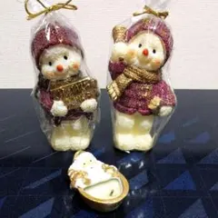 未使用品　クリスマスキャンドル、くまとサンタクロース 置物