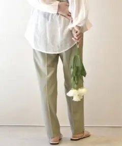 w closet スリムスラックスパンツ ライトカーキ 緑