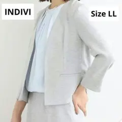 極美品【INDIVI】インディヴィ 洗えるUVケア 麻調 ノーカラージャケットのサムネイル