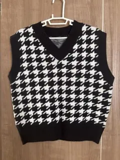 千鳥格子 ニットベスト
